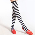 WSP-619 Black and White Striped Women Knee High Jacquard Knee High Socks for Women